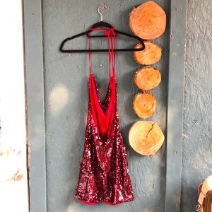 Deep red sequin dress